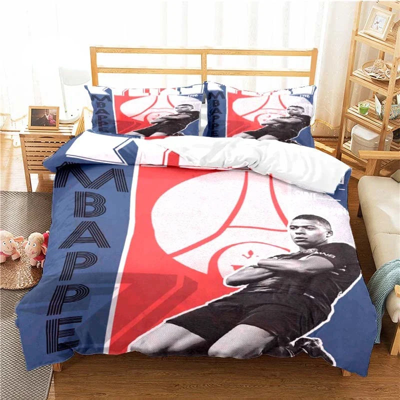 Football Star Pattern Duvet Cover Set Bedding for Adult Kids Bed Set Comforter Cover Bedding Set 10 Sizes