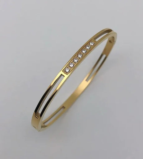 New Design Zircon inlaid Bracelets & Bangles For Women Gold Silver Color Stainless Steel Waterproof Luxury Brand Jewelry Gifts