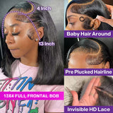 Glueless Wig Human Hair Ready to Wear Short Straight Bob Wigs 5x5 HD Lace Closure Wig Pre Plucked 13x4 Lace Frontal Wig