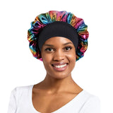 New Women's Laser Satin Bonnet Night Sleep Hat Elastic Wide Band Salon Hair Loss Cover Head Wrap Chemo Caps Styling Nightcap