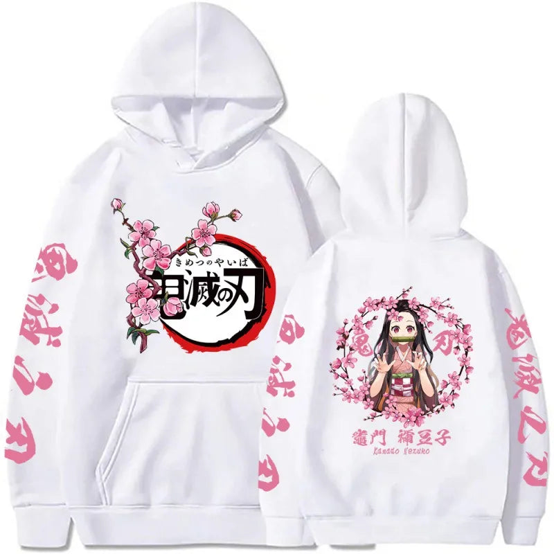 Popular Anime Print Hoodies Demon Slayer Blade Warm Fleece Japanese Street Kamado Nezuko Custom Men's Sweater Pullover Hoodies