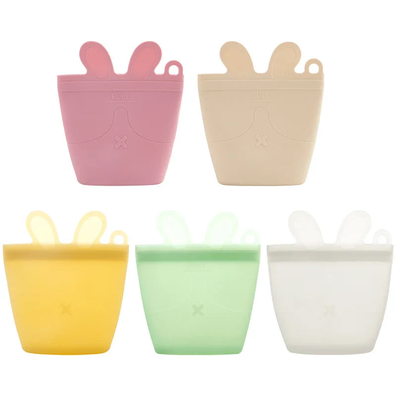 1PC Silicone Reusable Baby Feeding Snack Bags Leakproof Containers Fresh Bag Food Storage Box Freezer Bag Baby Stuff