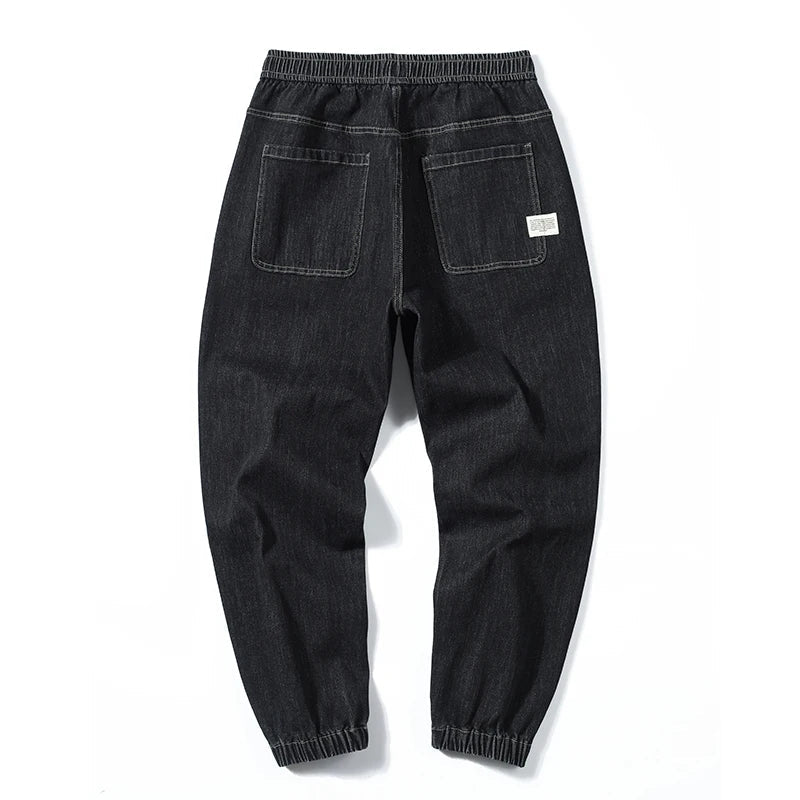 Jeans For Men Loose Fit Joggers Pants Oversize Baggy Pants Harem Wide Leg Elastic Waist Drawstring Male Denim Trousers Tapered