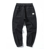 Jeans For Men Loose Fit Joggers Pants Oversize Baggy Pants Harem Wide Leg Elastic Waist Drawstring Male Denim Trousers Tapered