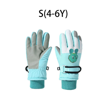 Winter Kids Gloves Thickened Warm Ski Five-Finger Gloves for Children Non-Slip Windproof Boys Girls Snow Accessories 4-12 Years