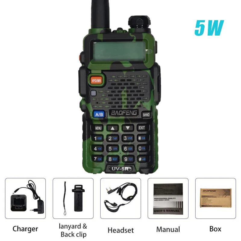 BAOFENG Original UV-5R Camouflage Walkie Talkie BF-UV5R Portable Two Way Radios 5W Dual Band 128CH 1800mAh Wireless Communicator