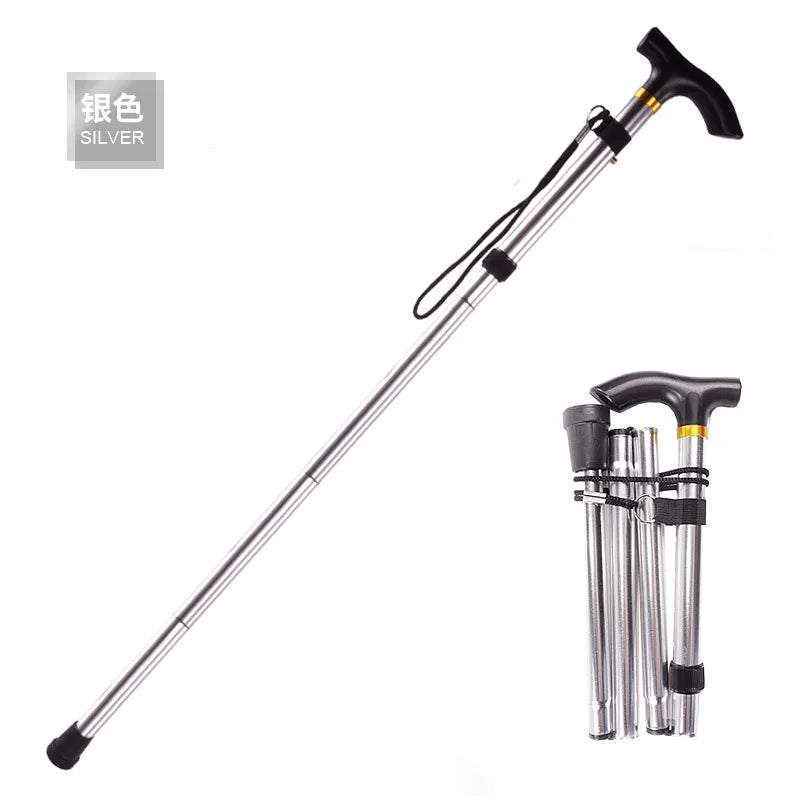 Adjustable Walking Stick Cane 2 Section Stable Anti-Skid Anti Shock  Crutch for Old Man Hiking