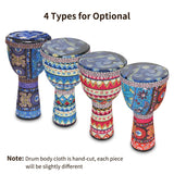 African Hand Drum  8 Inch Portable Djembe Drum Percussion Instrument Tambourine Gift Colorful Art Patterns