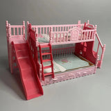 Doll Bed Children Play House For Barbie Doll Accessories Simulation European Furniture Princess Double Bed With Stairs Toys