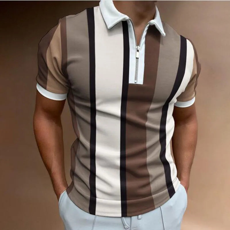 Summer new men's casual short-sleeved Polo shirt office sports stand collar T-shirt men's breathable Polo shirt men's clothing