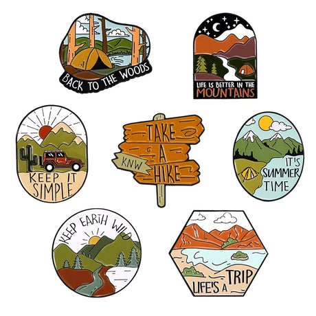 Outdoor Natural Scenery 3-6pcs/set Enamel Pins Custom Cosmic Mountains Travel Brooches Lapel Badges Jewelry Gift for Friends