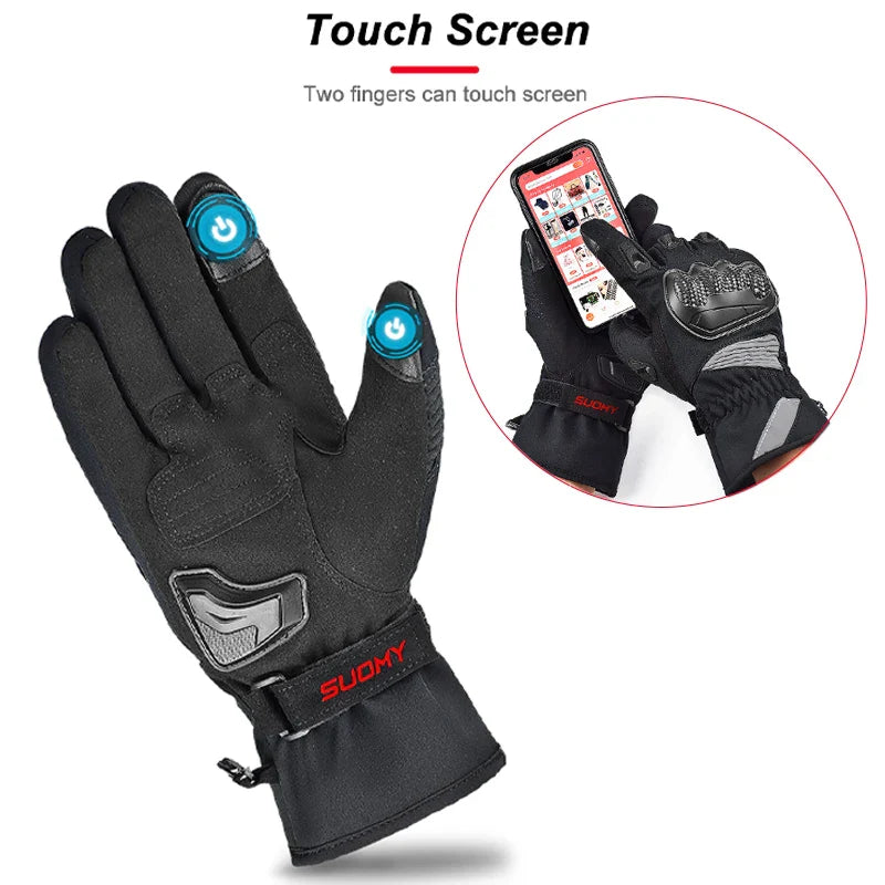 Suomy Motorcycle Gloves Winter Men Waterproof Moto Gloves   Snowmobile Gloves Touch Screen Motorbike Riding Protective Gear