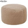 OTAUTAU Round Stool D30cm*H20cm Linen Bean Bag Ottoman with Filling Beanbag Pouf Footstool Tatami Futon Puff JD001