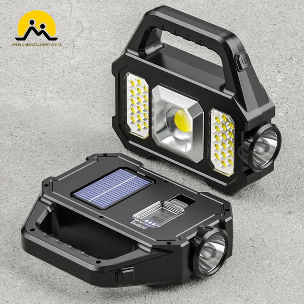 Solar Lantern Super Bright Solar LED Camping Flashlight With COB Work Lights USB Rechargeable Handheld Solar Powered Lanterns