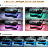 Black LED Coffee Table for Living Room Restaurant Tables Cocktail Tea Table for Home Office Reception (Black) Furniture Dining