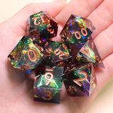 MINI PLANET Resin Dice With Sharp Edge For Dice Set Of 7 pcs Polyhedral Handmade Dice TTRPG Game D&D Dice Box Set