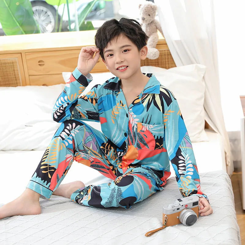 2024 Kawaii Miniso Spring Autumn Children Pajamas Anime Kuromi Cinnamoroll Pochacco Boy Girl Milk Silk Sleepwear Kids Loungewear