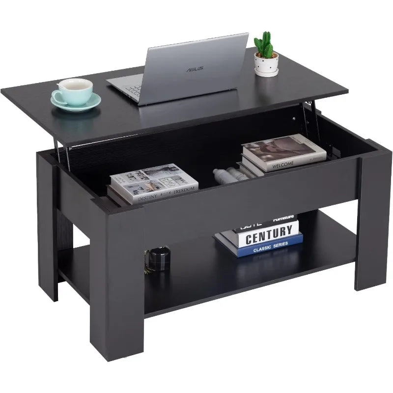 FDW Lift Top Coffee Table with Hidden Compartment and Storage Shelf Wooden Lift Tabletop for Home Living Room