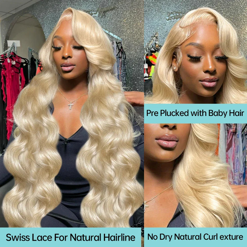 250% 613 Honey Blonde Body Wave 13x6 HD Transparent Lace Front Human Hair Wigs 30 32 Inch Color 13x4 Lace Frontal Wig For Women