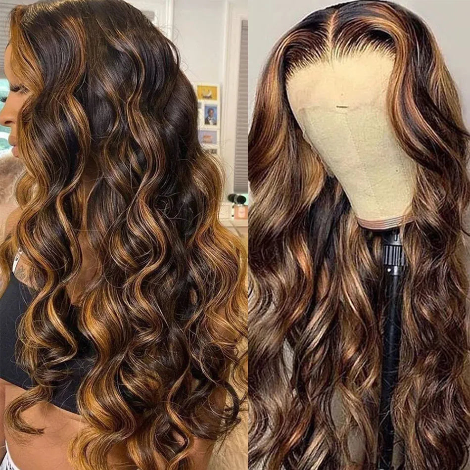 13x6 Highlight HD Lace Frontal Wigs For Women Glueless Body Wave Human Hair Wig Pre Plucked 13x4 360 Honey Blonde Lace Front Wig