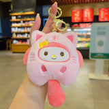 Sanrio Plush Keychain Kawaii Hello Kitty Kuromi My Melody Cinnamoroll Anime Cartoon Cute Cats 키링 Girl Plush Toys Christmas Gifts