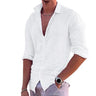 Cotton Linen 2023 Summer New Men's Solid Color Linen Casual Shirt Cardigan Long Sleeve Thin Breathable Shirts US S-3XL