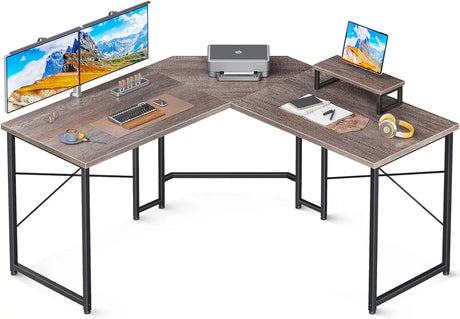 L Shaped Gaming Desk, 51 Inch Computer Desk with Monitor Stand, PC Gaming Desk, Corner Desk Table for Home Office