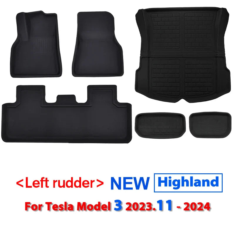 Fits New Tesla Model Y 3 Highland Floor Mat Trunk Luggage Mat LHD RHD 2017 to 2024 Left Right Rudder Four Seasons Floor Liner