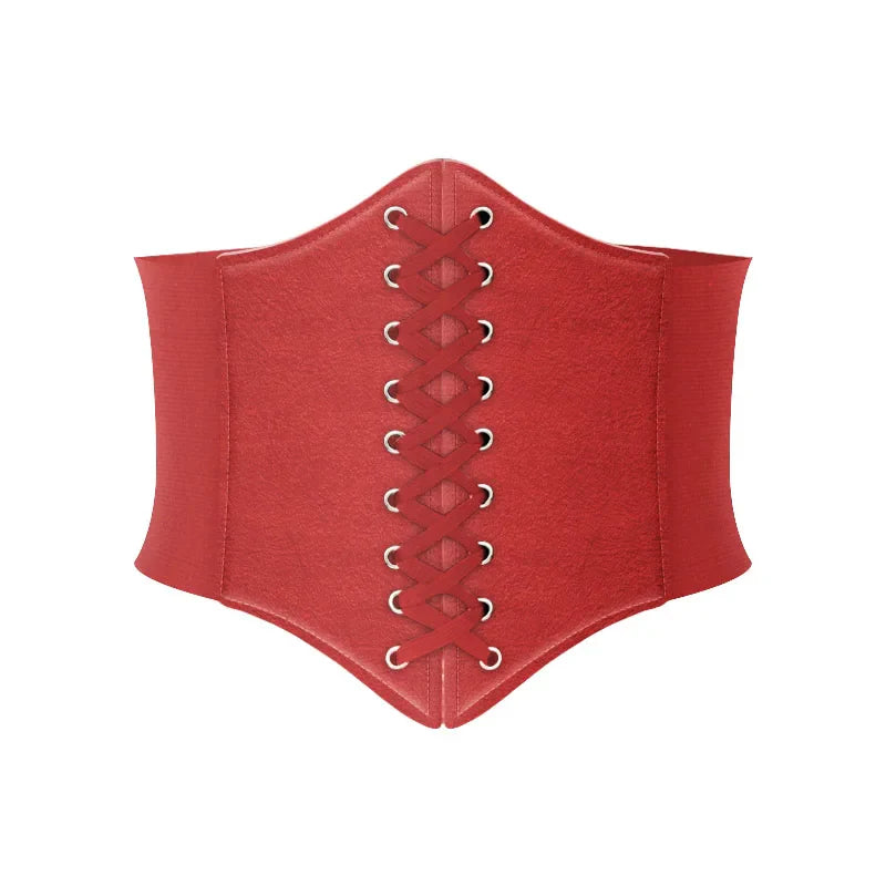 Punk Wide Waist Belt PU Leather Corset for Women Body Shaper Belts Female Lace-up Corset Belt Dress Girdle Clothing Accessories