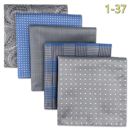 5 Pieces Assorted Mens Pocket Square Silk Handkerchief Set Colorful Large Accessories Gift Party