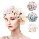 Women Satin Bonnets Printed Floral Edge Nightcap Fashion Imitated Silk Fabric Home Cap Lady Elastic Hair Care Beauty Makeup Hat