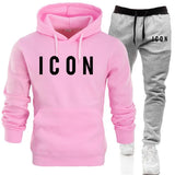 Autumn Winter Outdoor Unisex Sport Hoodies Tracksuit 2 Pieces Sets Sweatshirt+Pants Suit Hooded Sportswear