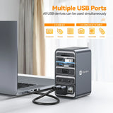 Tobenone Docking Station 4K/60Hz Dual Monitor Display With 2 HDMI VGA RJ45 USB C Splitter Hub For Windows Laptops