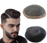 Toupee for Men Fine Mono Men Toupee Human Hair Replacement System Hair Prosthesis Natural Black Hair Units