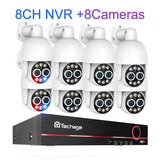 Techage 8CH PTZ 8MP Dual Lens PoE Security Camera System 8X Zoom 4MP Two Way Audio NVR Human Detect ONVIF Video Surveillance Kit