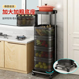 Kitchen 5 Tier Rolling Utility Cart Fruit Storage Basket Installation Free Serving Storage Cart Kitchen Islands & Trolleys