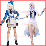 Furina Focalors Hydro Archon Cosplay Costume Wig Shoes Genshin Impact Focalors God of Justice Furina God Uniform Set Outfit