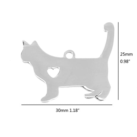 10pcs I Love My Cat Dog Animals Stainless Steel Pendant With Heart Puppy Pet ID Blank Dog Tag for Print Mirror Polish