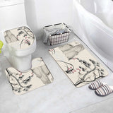 Chinese Style Red Plum Fish Bamboo Printing Bath Mat Bedroom Kitchen Non-Slip Carpet Toilet Cover Rug Flannel Shower Room Decor