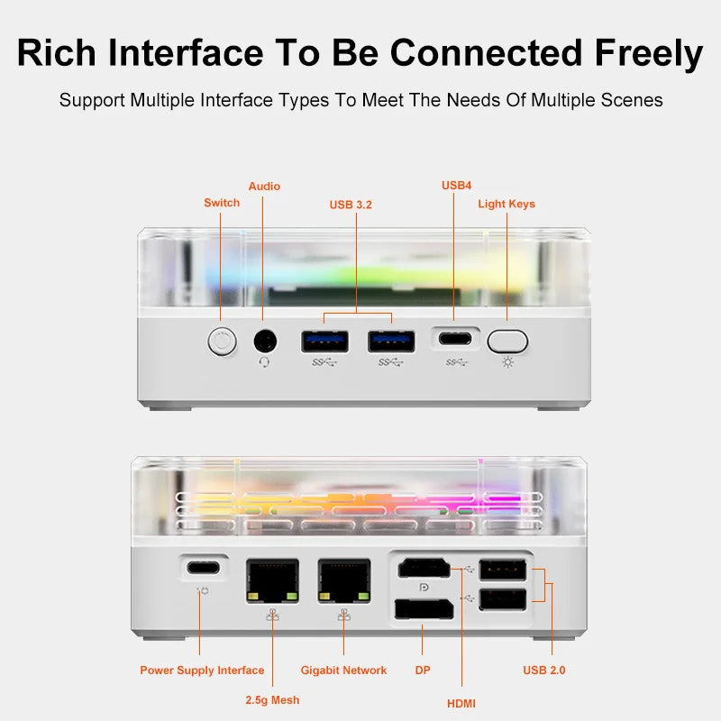 Genmachine AMD R5 6600H ES New Mini PC Windows 11 WiFi 6 Gaming PC DDR5 4800MHz 4.2GHz CPU M.2 SSD Display Computer Support 4K