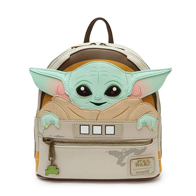 MINISO Disney Alice in Wonderland PU Leather Women Backpack Cartoon Ice Cream Stitch Baby Yoda Handbag Fantasy Figurines