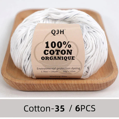 QJH 100% Cotton Yarn, Cotton Baby Sport Weight Yarn, Amigurumi Yarn, Summer Soft Yarn, Crochet/Knitting Yarn - 6 Pcs