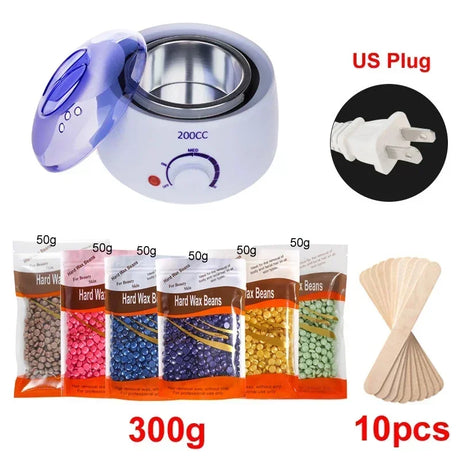 Wax Machine for Hair Removal Waxing Heater and Beans Kit Depilatory Epilator Wax-melt Pot Paraffin Warmer Heating Machine