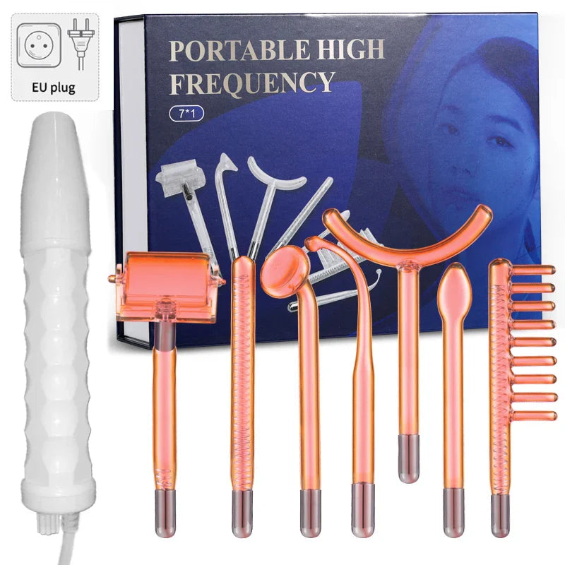 7In1 Apparatus High Frequency Facial Machine For Hair Face Electrotherapy Wand Argon Treatment Acne Skin Care