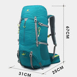 60L Men Unisex Outdoor Hiking Backpack Travel Pack Sports Bag Pack Fishing Bag Climbing Camping Rucksack For Male Women Female