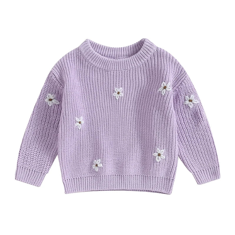 Newborn Baby Girls Winter Flower Sweater Clothes 2023 Autumn Newborn Infant Clothing Pullover Knitted Kids Sweaters