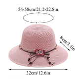 Bow Flowers Straw Hat Sweet Foldable Beach Hat Wide Brim Elegant Bucket Hat Sunscreen Outdoor Casual Sun Cap Women All Match