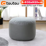 OTAUTAU Small Round Faux Leather Ottoman Stool Beanbag Pouf Footstool Stuffed Bean Bag Footrest Floor Corner Seat Puff JD004