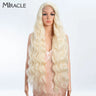 MIRACLE Synthetic Lace Front Wigs For Women Long Wavy 36 Inch Body Wavy Side Part Lace Front Wig Ombre Brown Blonde Cosplay Wig