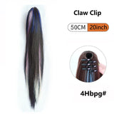 Ombre Color Straight Claw Clip On Ponytail Hair Extension Synthetic Ponytail Extension Hair For Women Pony Tail Hair Hairpiece